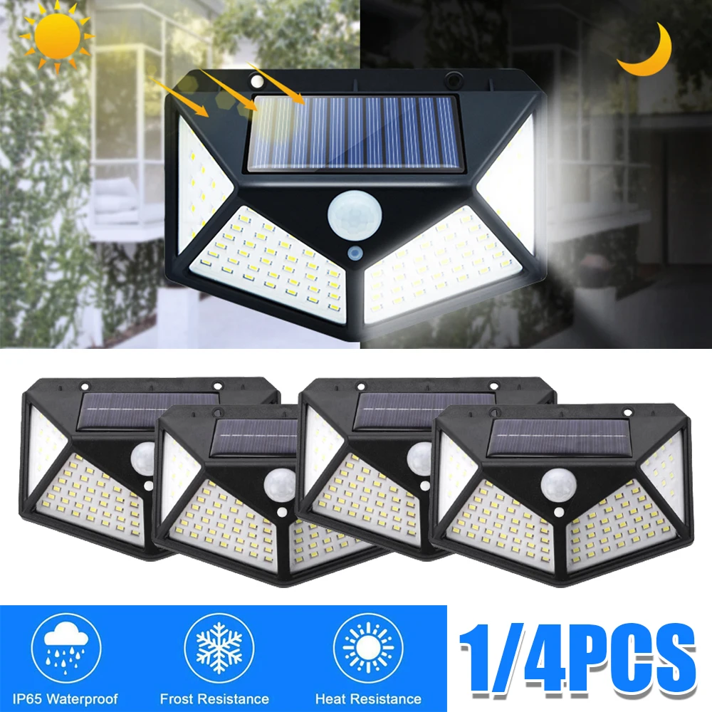 

Three-sided 100LED Solar Charging Sensor Courtyard Wall Four-sided Illuminated Human Body Sensor Outdoor Lamp