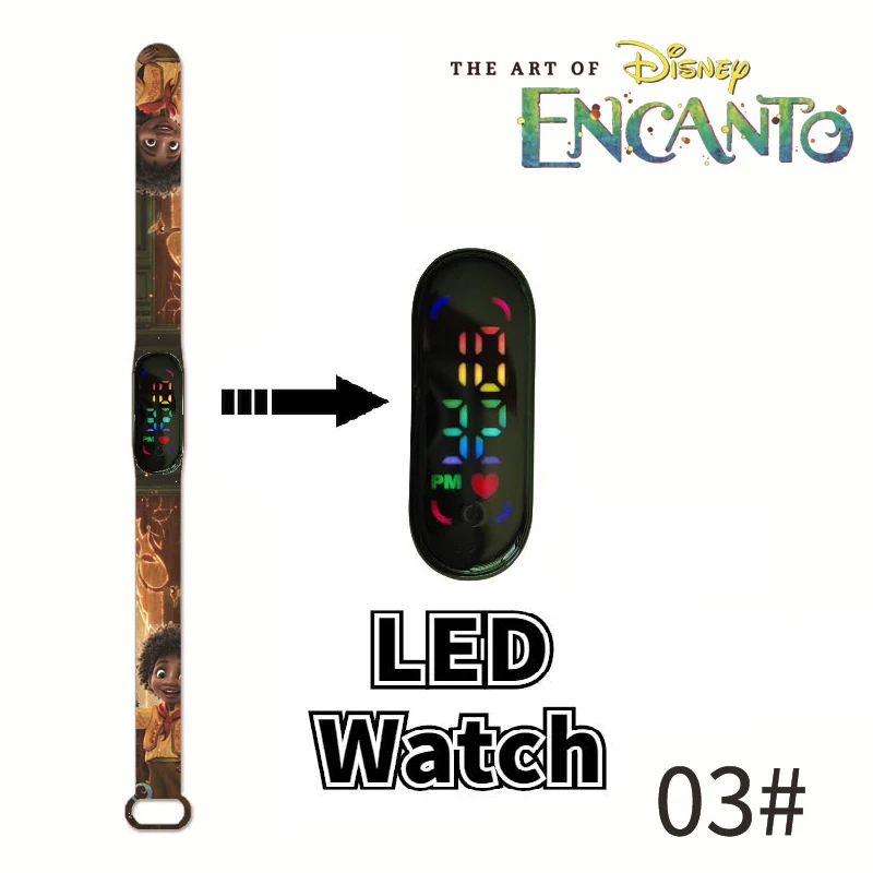 Disney Encanto Children Watch Anime Action Figure Silicone LED Waterproof Digital Bracelet Watch for Kids Birthday Gifts