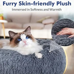 Super soft long plush round bed, hot sleeping house for medium dogs and cats, 40-90cm, winter 6 Main Sales Walk to Dog - №3