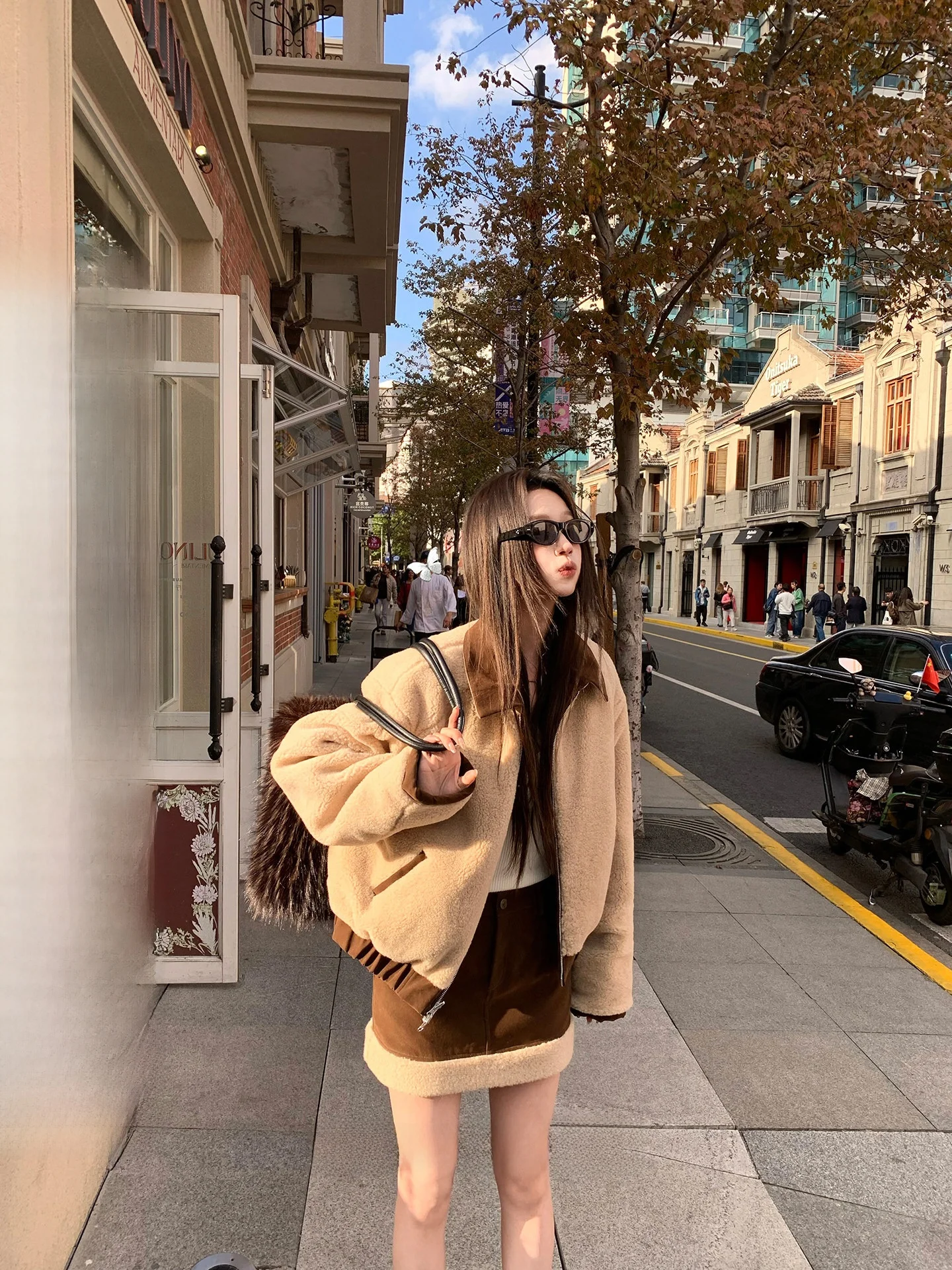

Double-Sided Wear PU Coat Cotton Lined Skirt Set Eco-Friendly ort Length Commute Sle Women's Faion Autumn Collection