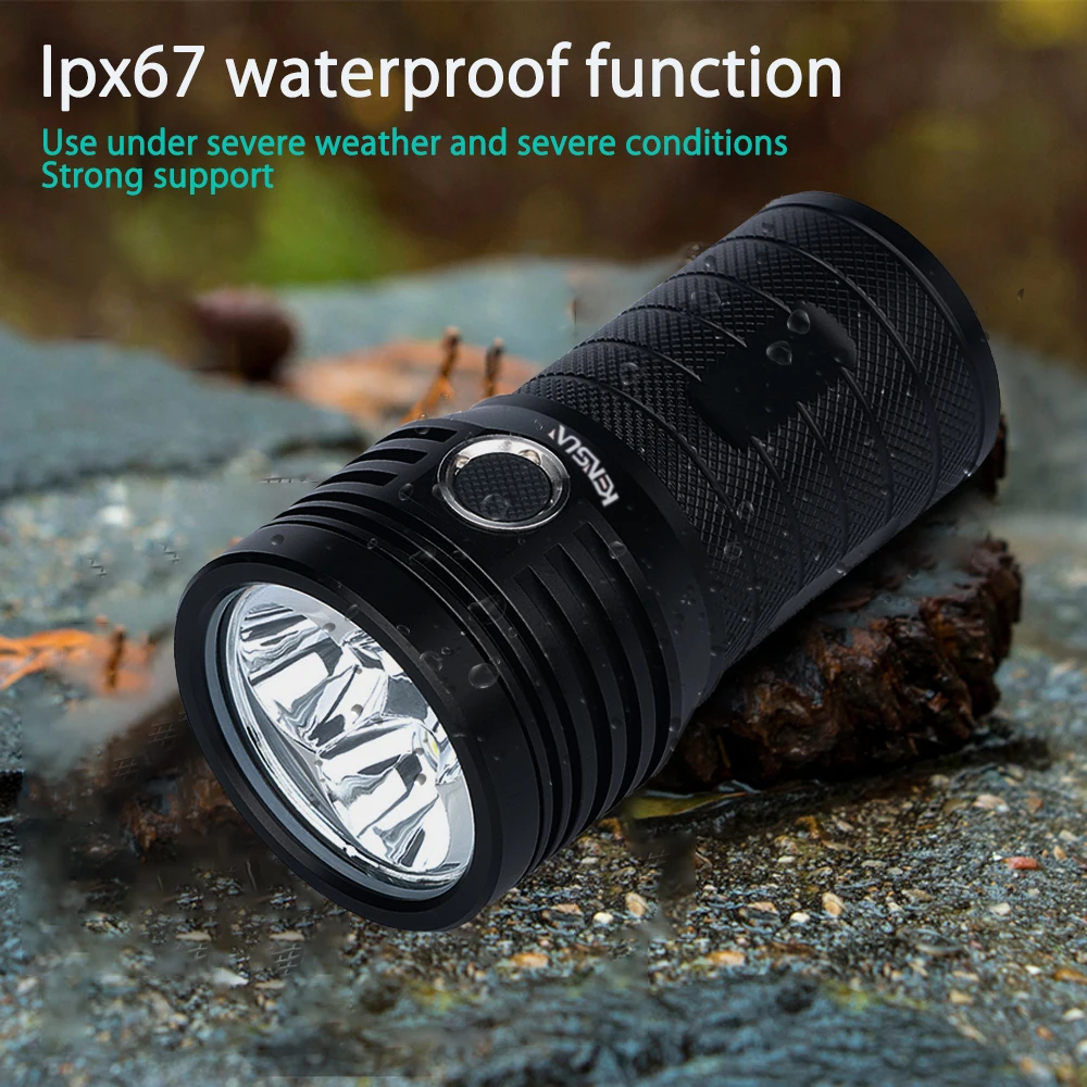 Powerful 3*XHP90 LED Flashlight Safety Lock High Lumen Rechargeable Tactical Torch Hand Lantern for Camping Hiking