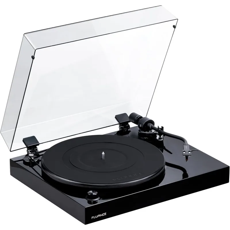 Vinyl Turntable Record Player with Ortofon OM10 Cartridge, Speed Control Motor, High Mass MDF Wood Plinth