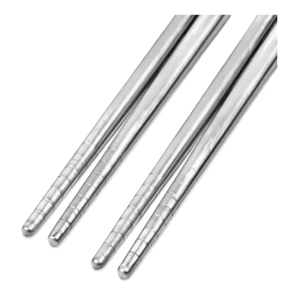 2 Pairs Durable Smooth Finish Chopsticks Lightweight Titanium Utensils Reusable Tableware Travel
