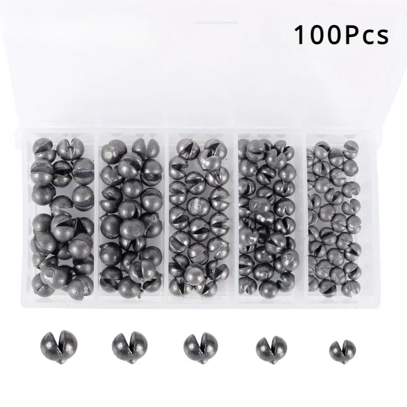 

100 Pcs Lead Biting Set Open Lead Biting Bare Round Open Lead Raft Fishing Clip Lead Fishing Gear Lead Drop Platform Fishing