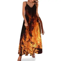 Fire, flames at night, campfire Sleeveless Dress loose women's dress clothes for women