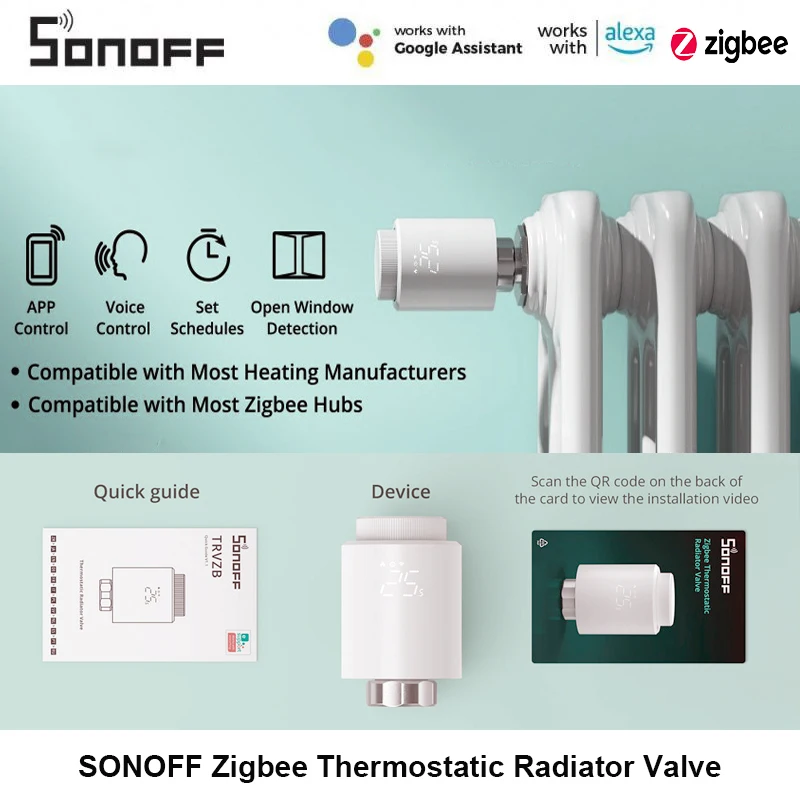 1-5pcs SONOFF Zigbee Thermostatic Radiator Valve Smart TRV Thermostat Actuator Temperature Heater Control Support Alexa