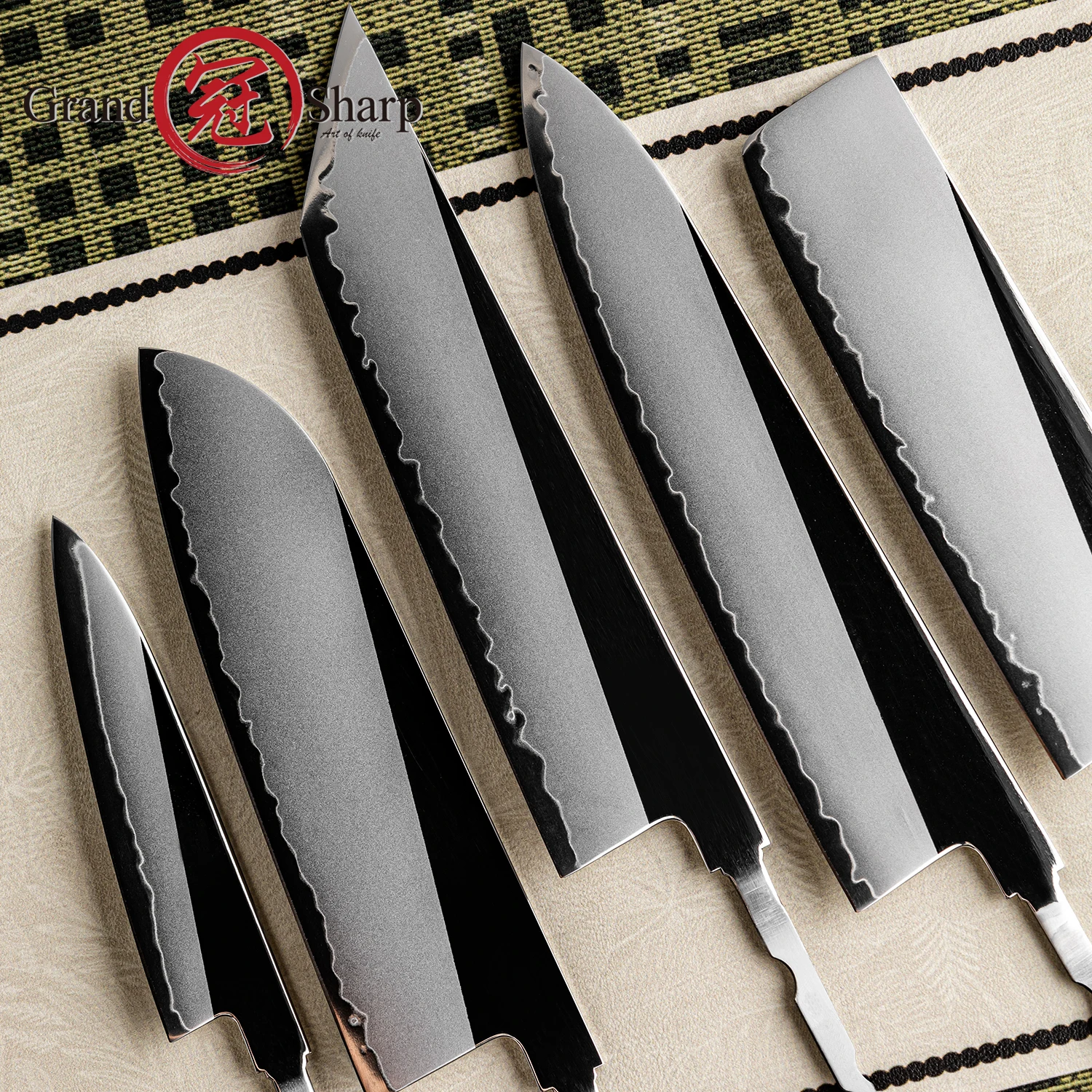 Grandsharp 1-5pcs Blade Blank Knife DIY Tool without Handle 3-Layer Composite Steel(PM204 Steel Core) Kitchen Tool Meat Cutter