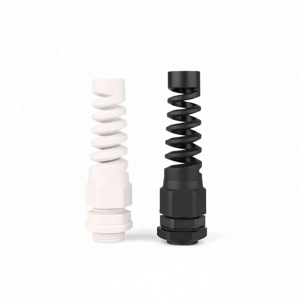 Durable Nylon Spiral Strain Relief Connector M12 PG Series Cable Protection Fitting For Industrial Machines Power Supply