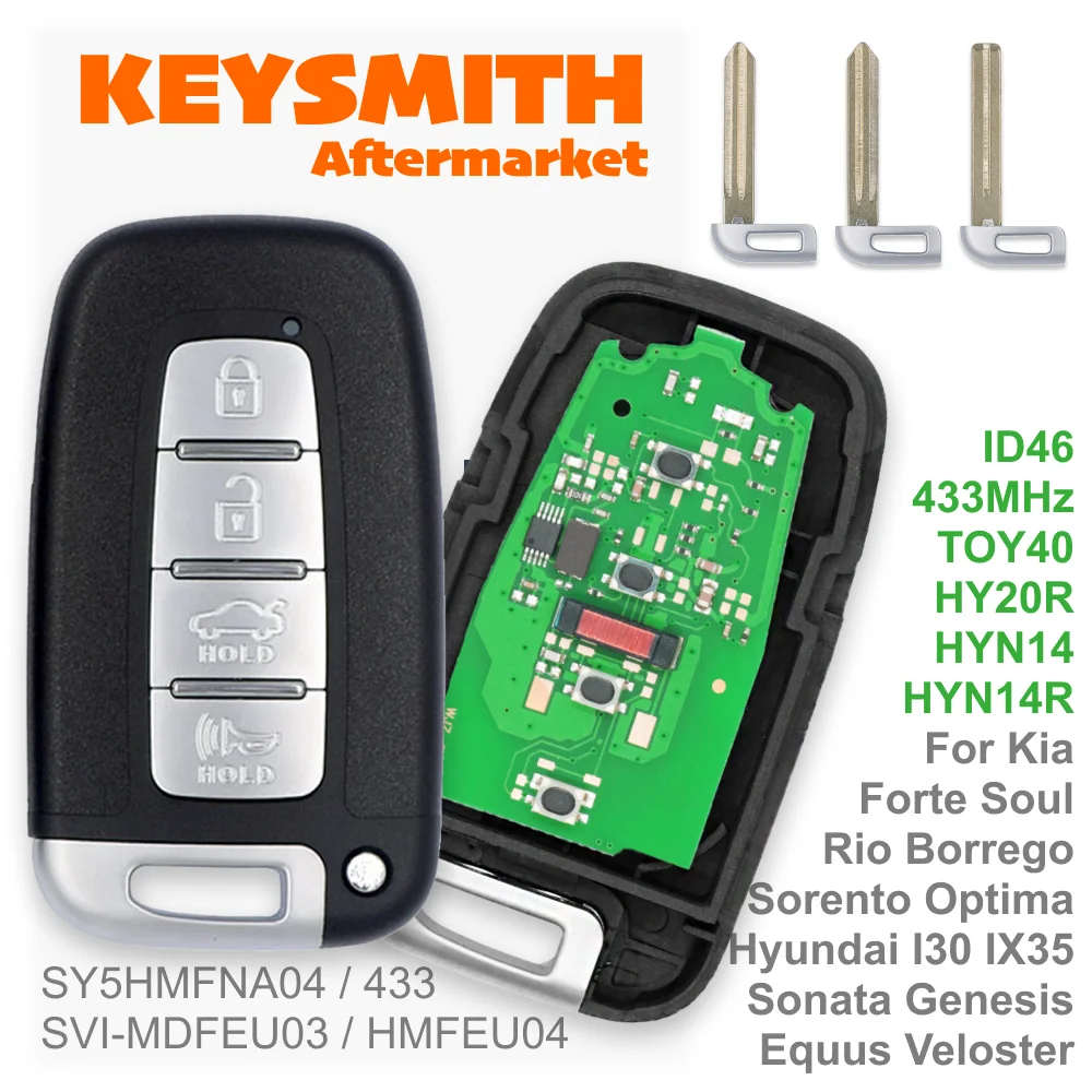 

KEYSMITH Smart Remote Car Key 433Mhz ID46 For Kia Forte Soul Rio Borrego Sorento Optima Hyundai I30 IX35 Sonata Genesis Equus