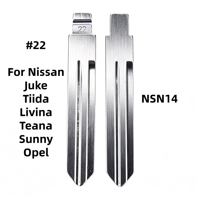 Universal Flip Remote Key Blade Shell NSN14 for Nissan Juke Tiida Livina Teana Opel - Replacement Uncut Blank KD VVDI JMD Key