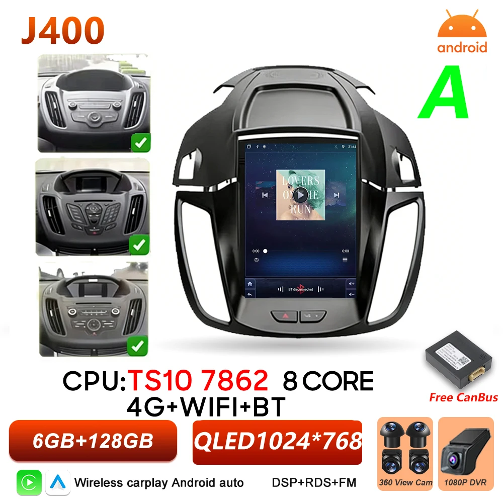 Android 16 autoradio voor Ford C-MAX Kuga 2 Escape 3 2012-2019 multimediaspeler draadloze Carplay BT Auto 5G stereo DSP RSD