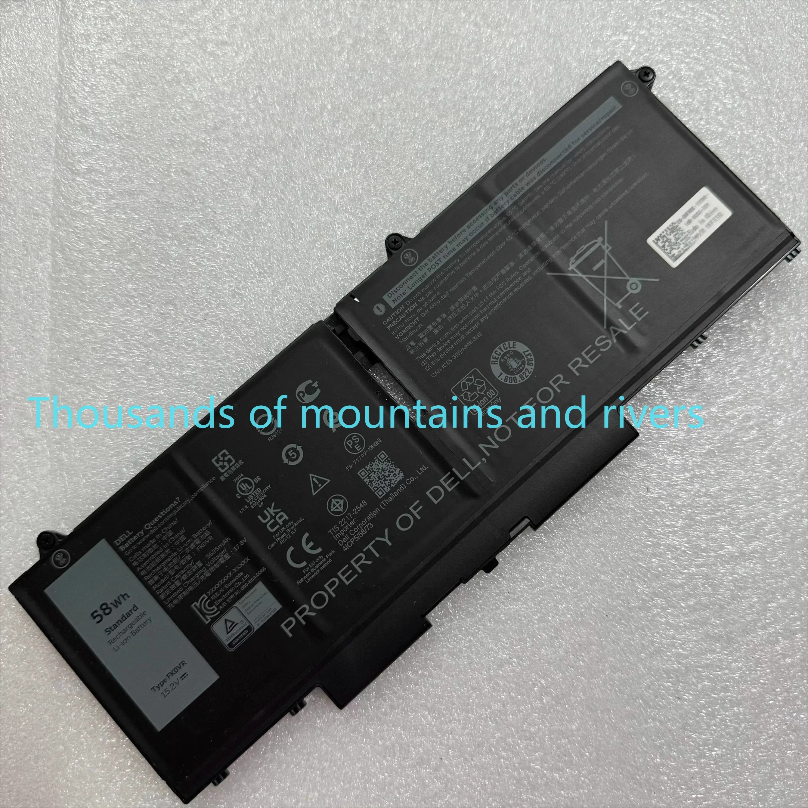 

Laptop battery for Dell Latitude 5330 5430 5530 7330 7430 7530 precision 3570 293F1 41Wh FK0VR 58Wh