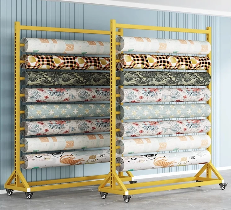 Display rack textile fabric shelves