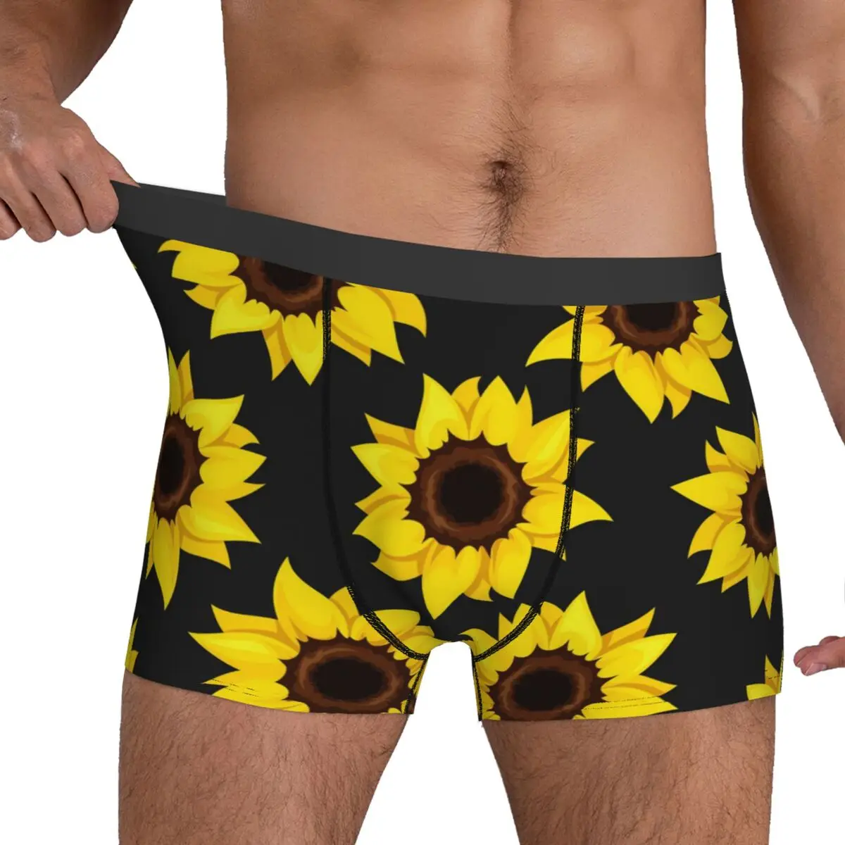 Sunflower Print Underwear Vintage Flower Printed Boxershorts High Quality Men Panties Comfortable Shorts Briefs Birthday Gift