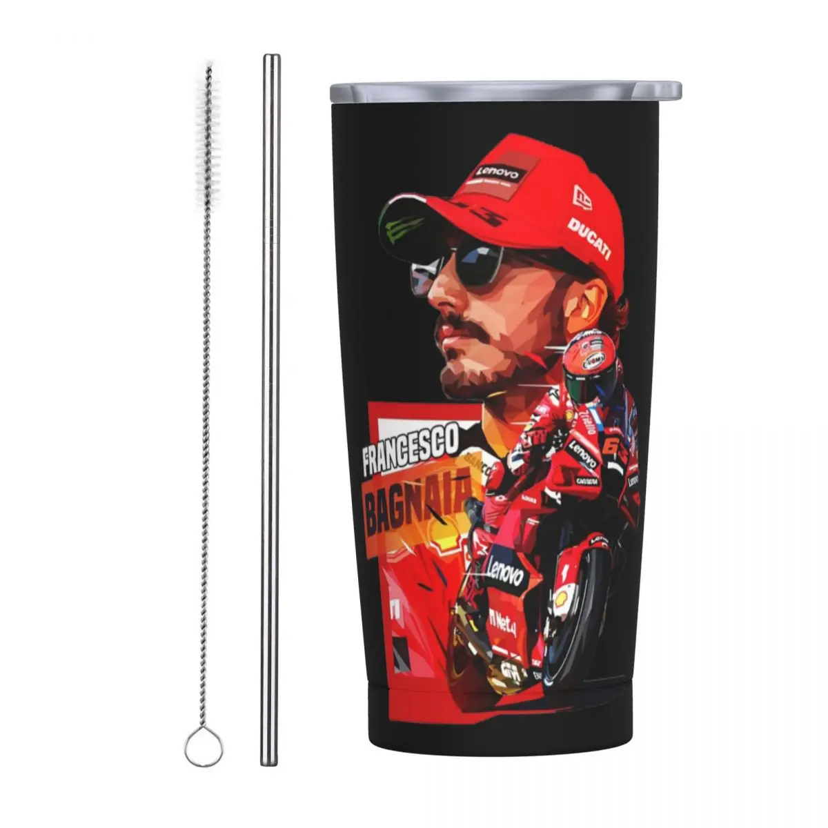 

Pecco Bagnaia 63 Stainless Steel Tumbler Vacuum Insulated Mugs Thermal Cold Bottle Straws With Lid 20oz
