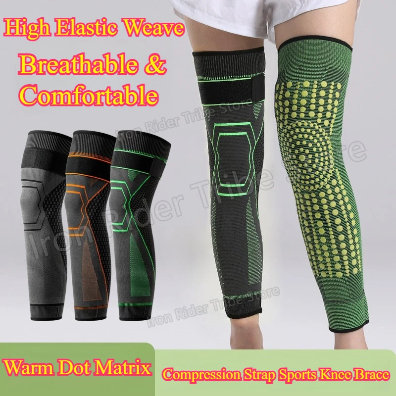 

Long Extended Wormwood Dot Matrix Thermal Knee Pads Adjustable Compression Strap Sports Knee Brace Warm Protector