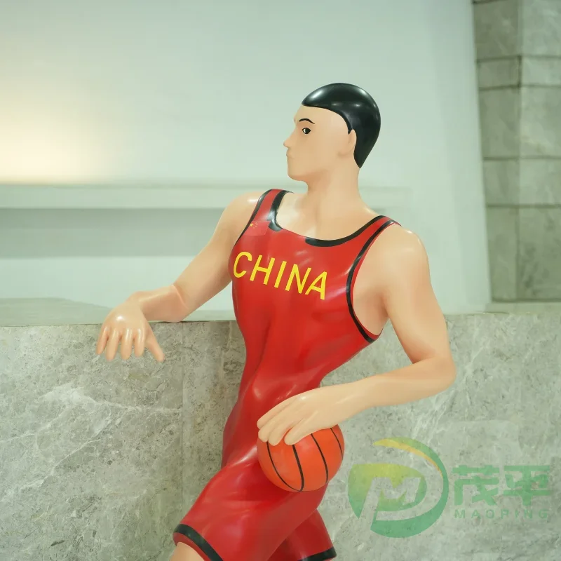 Customized OEM ODM Modern Indoor Decorative  NBA CBA Metal Crafts Cartoon Ornaments Sportsman Athlete Running Fiberglass Statue