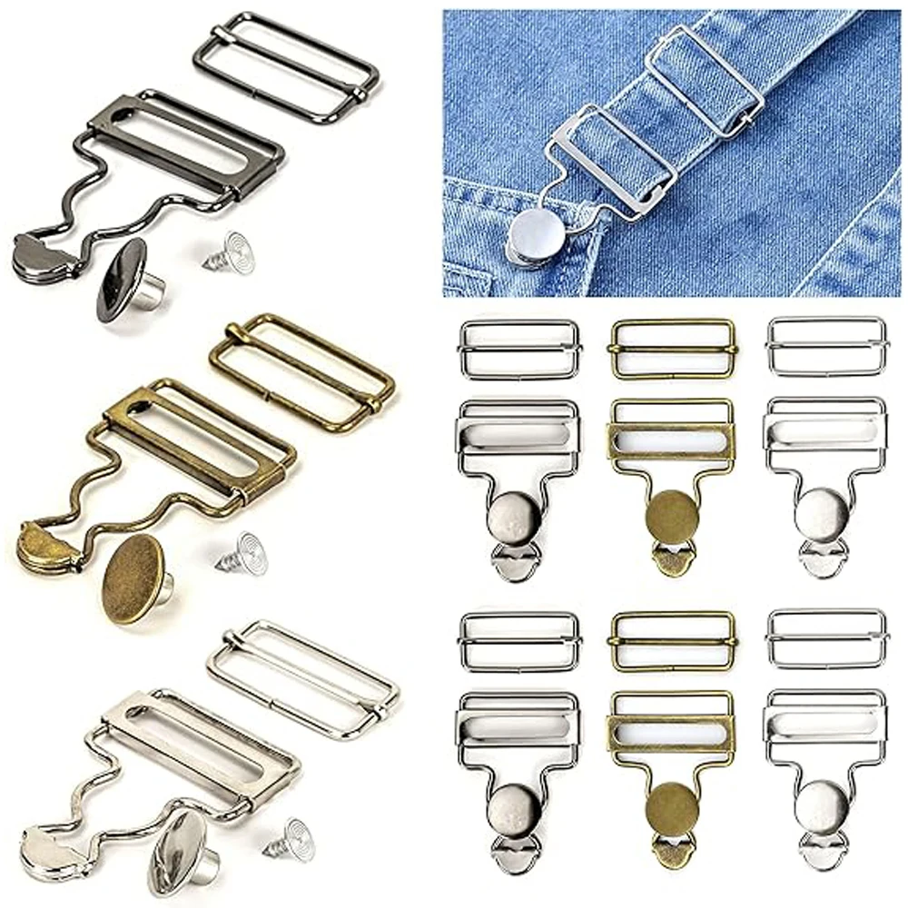 5 Sets Overalls Buckles Metal Suspender Replacement with Adjustable Slide Buckle for Jeans Suspender  Pants DIY Sewing Supplies