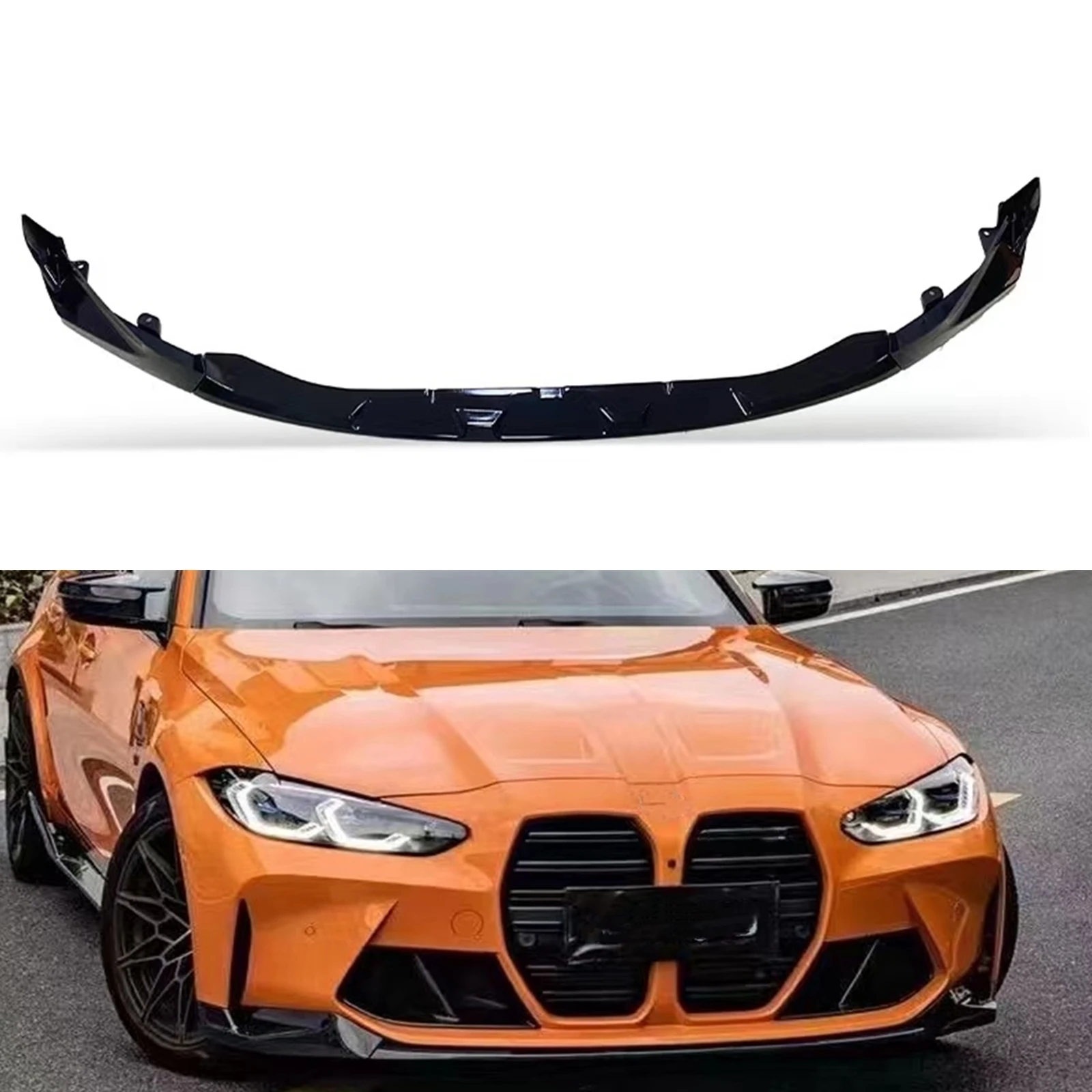 

Front Bumper Spoiler Lip For BMW G80 M3 G82 G83 M4 2021 2022 2023 2024 2025 Gloss Black/Carbon Fiber Look Lower Splitter Blade