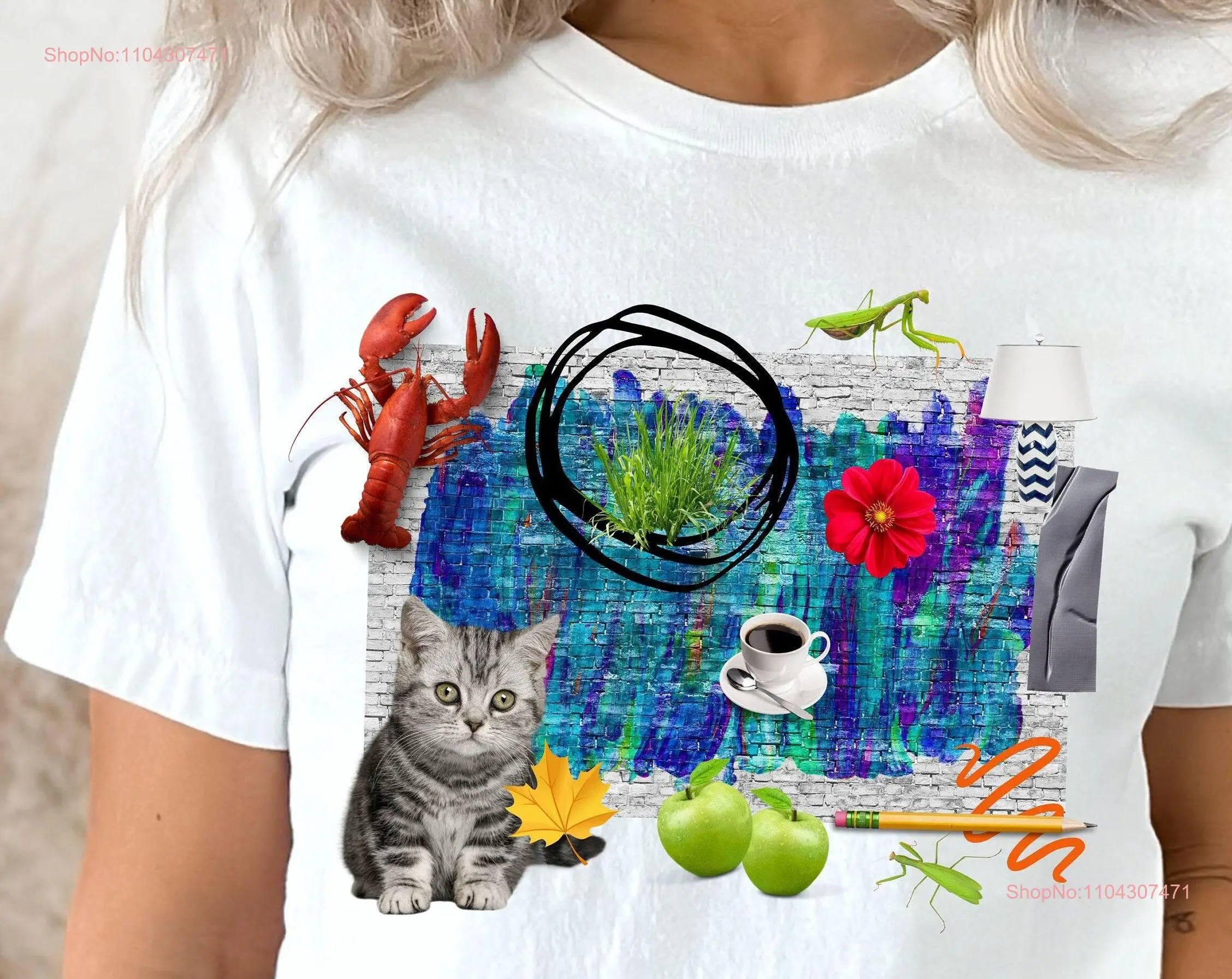 Maximalist Collage T Shirt Abstract Art with Graffiti Vibe Photos and s Quirky Exciting New Style Unique