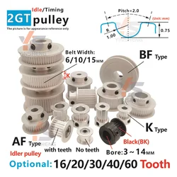 2GT K-type 16 20-tooth Synchronous Wheel BF 30 40 60T Stepper Motor Pulley 2M 16 20T With Bearing idler Belt width 6 10 15 MM 3D