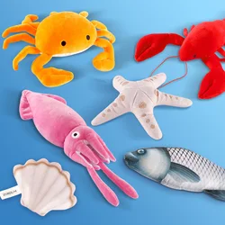 Crabe en peluche de la série Simulation de fruits de mer pour enfants, jouets créatifs, oreiller en peluche, beurre d'animal de mer, 15-35cm