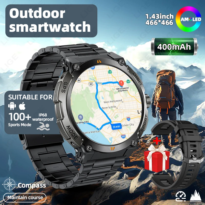 

Новые GPS уличные умные часы для мужчин 466*466 Ultra HD AMOLED Smartwatch Компас Bluetooth Вызов Сердечный ритм IP68 Спортивные умные часы Мужские