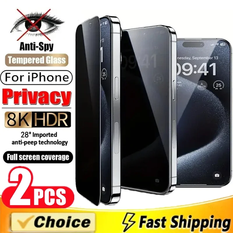 

2Pcs Privacy Screen Protector for IPhone 15 14 11 12 13 16 Pro Max 12 13 Mini XR X XS MAX 7 8 15 14 16 Plus SE Anti-spy Glass