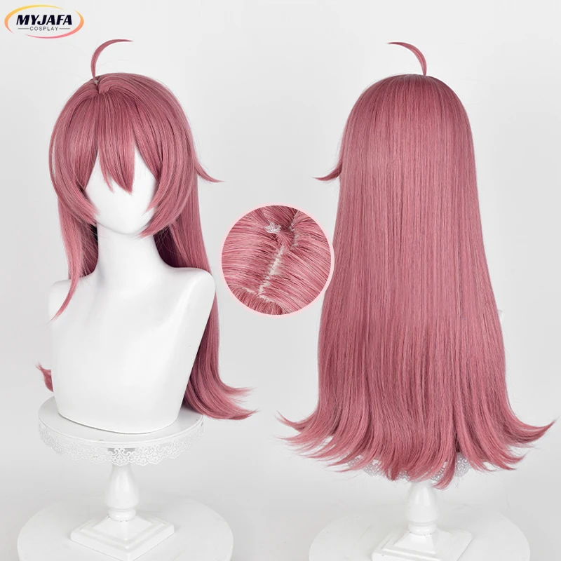 

Clervie Cosplay Wig Game Childhood Clervie Long Pink Scalp Wig Heat Resistant Synthetic Hair Anime Party Wigs + Wig Cap