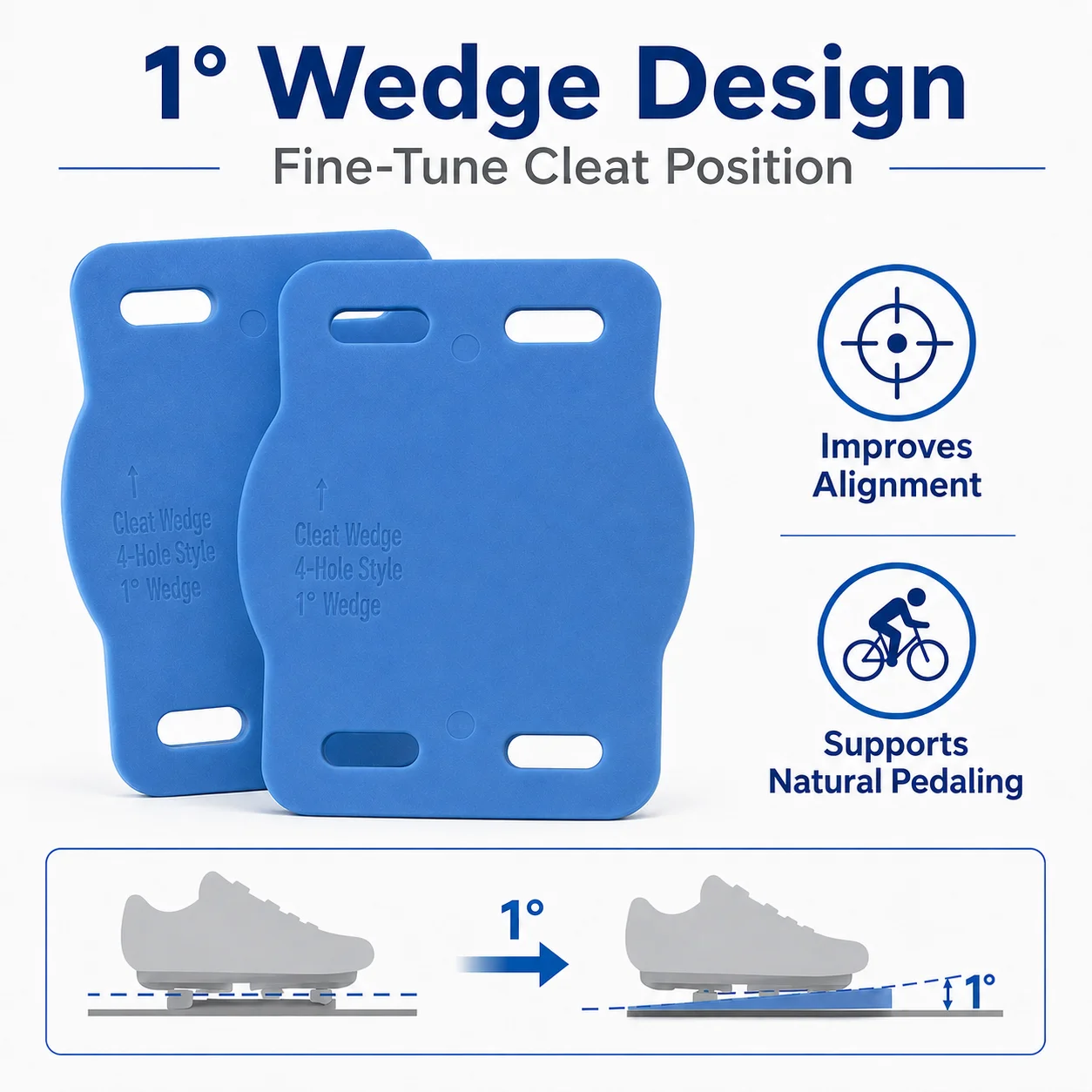 BikeFit Cleat Wedges for Shimano Road SPD-SL KEO& MTB SPD ATAC SpeedPlay Crank Bros Cleats 8 pcs/Pack Bike Fitting