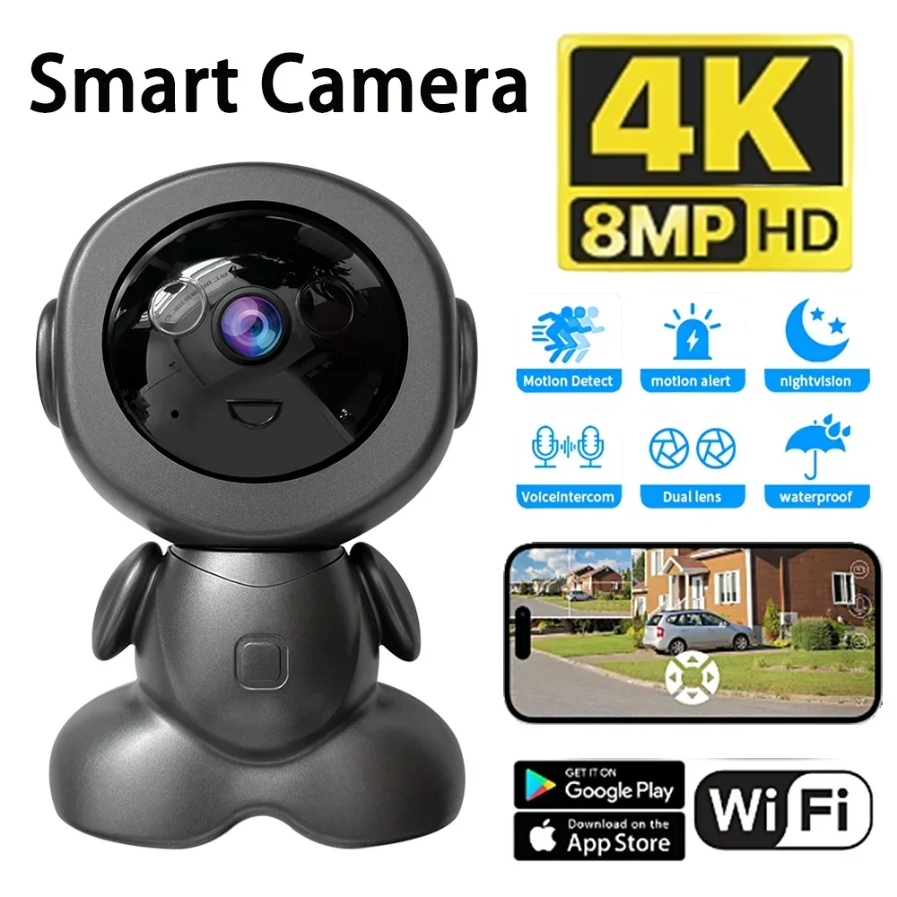 8MP HD Smart robot WiFi IP Camera Indoor Video Surveillance Camera Supports Two-way Audio Color Night Vision Wireless PTZ Cam