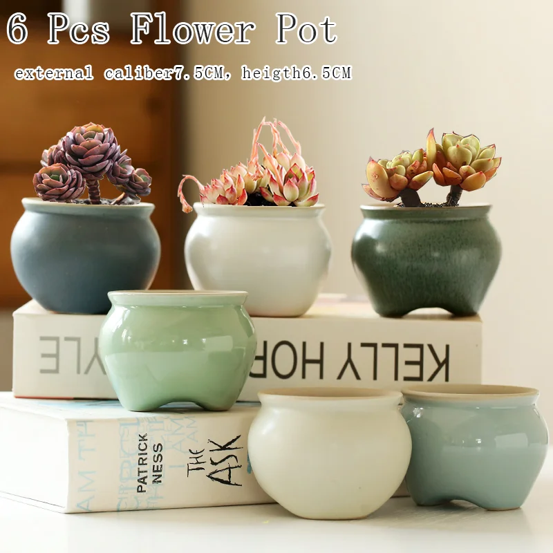 Flower Pot Light and Glazed Small Succulent Cactus Pot Plant Garden Ceramic Planter Pots Outdoor Garden Home Decor