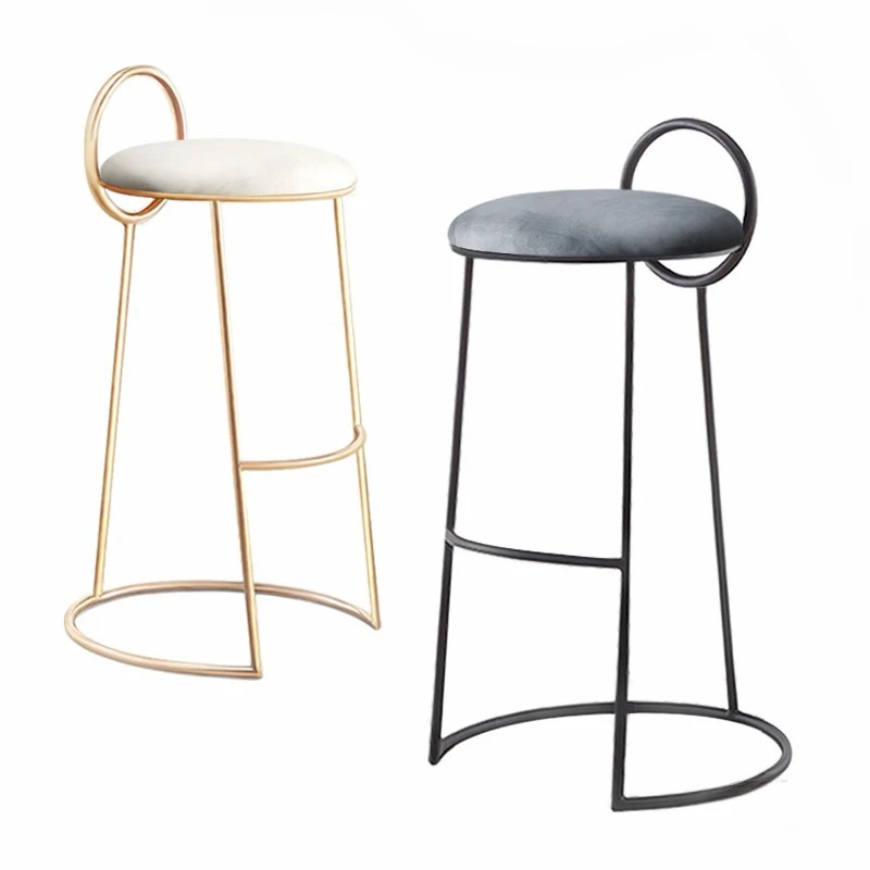 

Nordic Restaurant Furniture Bar Chairs Light Luxury Back Chair Wrought Iron Leisure Barstools Modern Simple Home High Stool