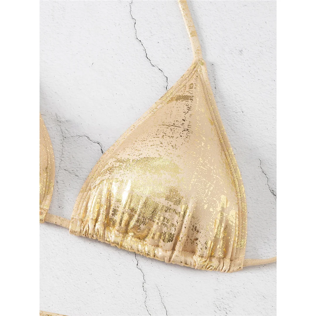 3-teiliges Set mit Rock, aus Kunstleder, Damen-Bikini, Damen-Badebekleidung, dreiteiliges Bikini-Set, mit Trägern, Badeanzug, Badebekleidung, Modell V8378. – Detail 6
