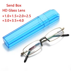 Shatar New Crystal Glass Reading Glasses Pen Holder Compact Portable Prescription Glasses Glass Lenses High-Grade Anti-Fatigue