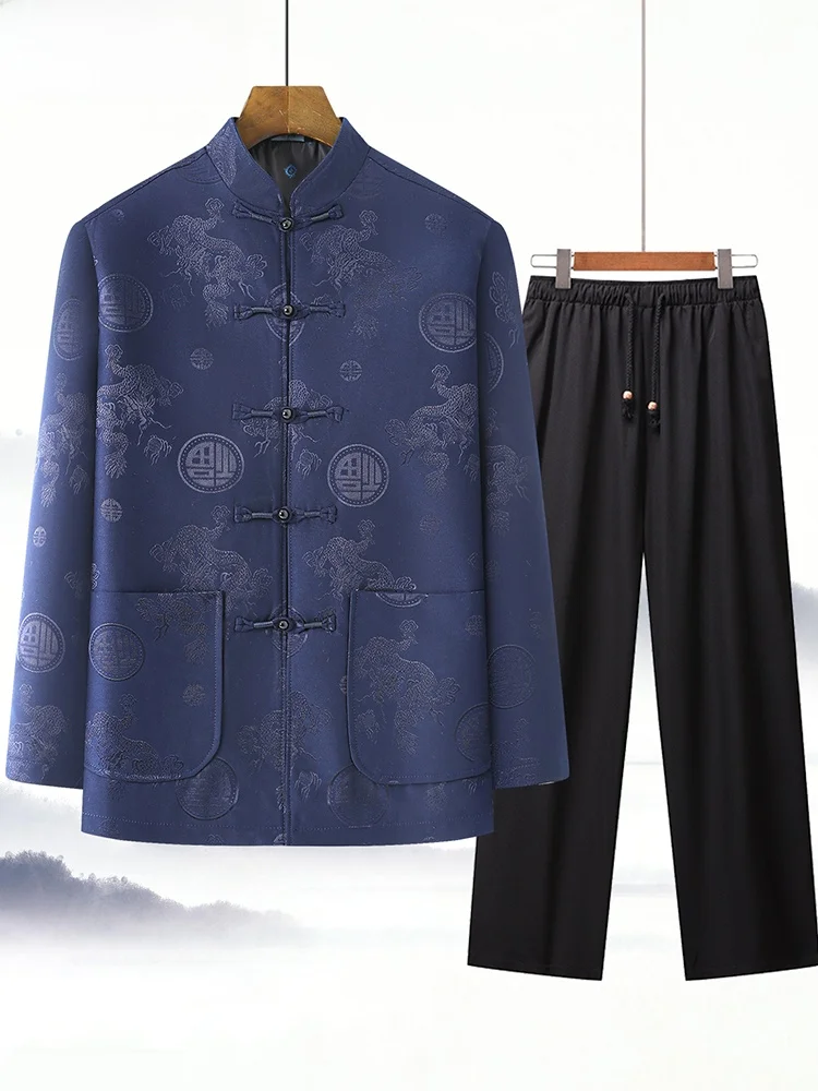 ensemble-de-costume-tang-pour-homme-printemps-automne-veste-de-fete-d'anniversaire-pour-papa-manches-longues-imprime-polyester-sans-repassage-tenue-decontractee