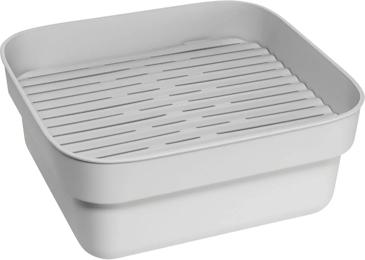 

Washing Up Dish Tub Bowl with Removable Draining Tray (Light Gray) Ideal for Rectangular/Square Kitchen Sinks (14.72 x