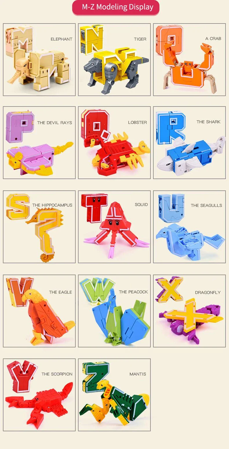 26 Letters Learning Toys Learnable Words Transformable Combinable Robots Alphabet Toys For Kids Gifts Learn Play Robot Toy Gift