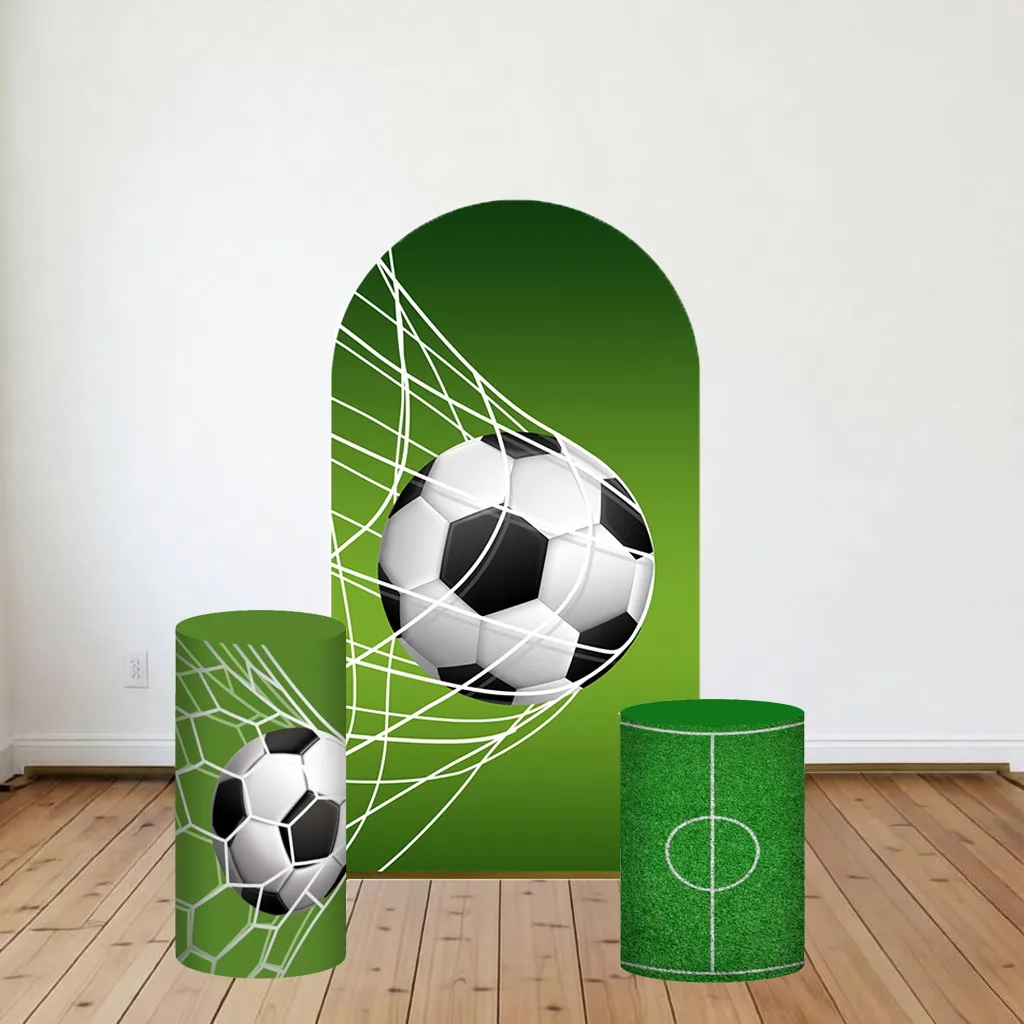 Football Theme Party Decor Arch Backdrop Cover Cylinder Covers Boys Birthday Party Baby Shower Decor Elastic Fabric Background