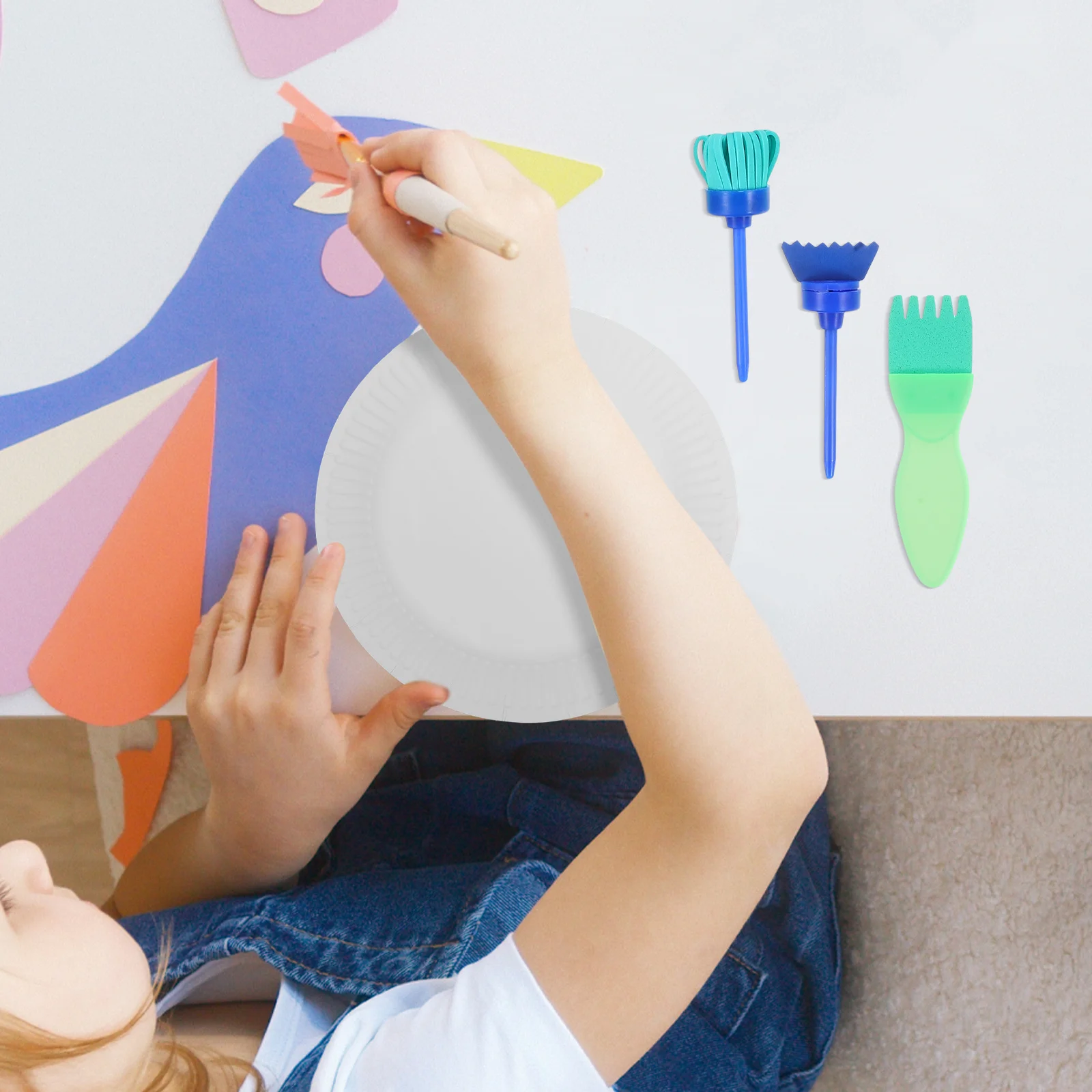 

12Pcs Sponge Paint Roller Set Kids Painting Brushes Soft Washable Early Educational Art Craft Drawing Tools for Toddlers