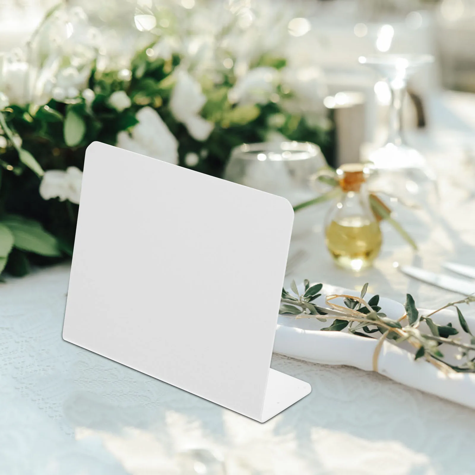 

10pcs Table Number Signs Acrylic Board V-Shaped Matte White L-Shaped Wedding Decor Reusable Event Signage Dry Erase Boards