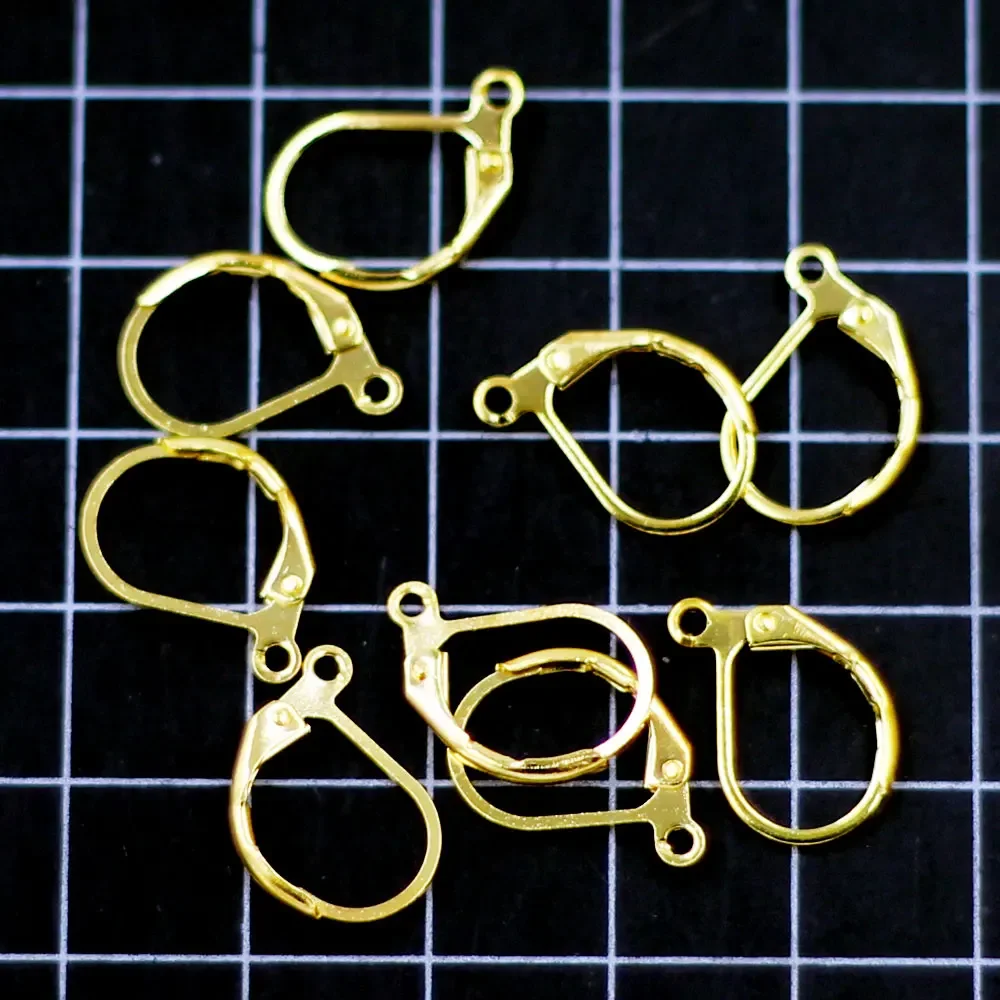 300Pcs Earring Wires Copper Lever Back Gold Plated Jewelry DIY Making Findings 16x10mm