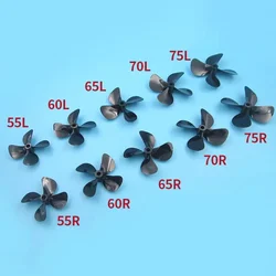 D55/60/65/70/75mm Left/Right 4-Blade Propeller Hole 5mm for Model Fishing Boat Nesting Boat Pulling Net Boat