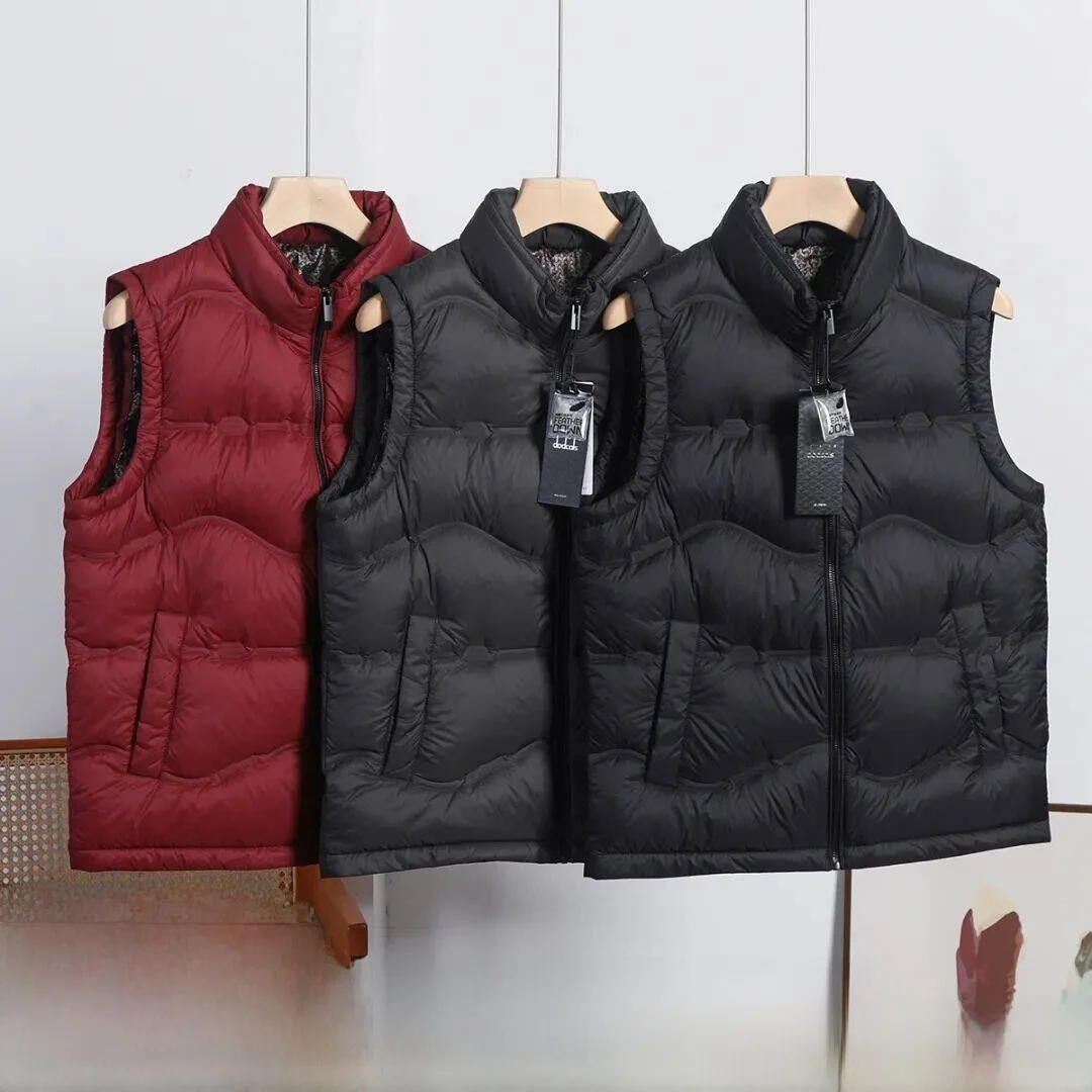 

Men's High Loosen down Vest White Du Feather Stand Collar Warm Autumn Winter Faionable Loose Fit Zipper Pure Color