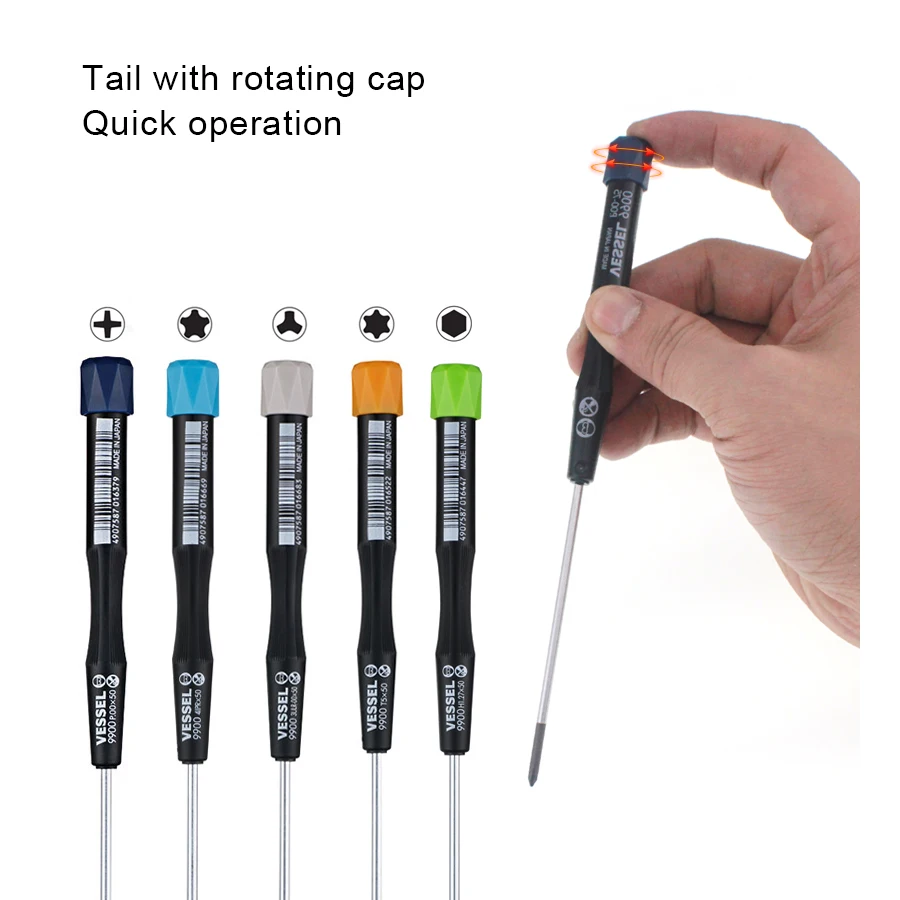 VESSEL Precision Screwdriver Set with Phillips/Slotted/Torx/Hex Screwdrivers,Pouch for Computer, Laptop, Watch NO.9906A/9912D