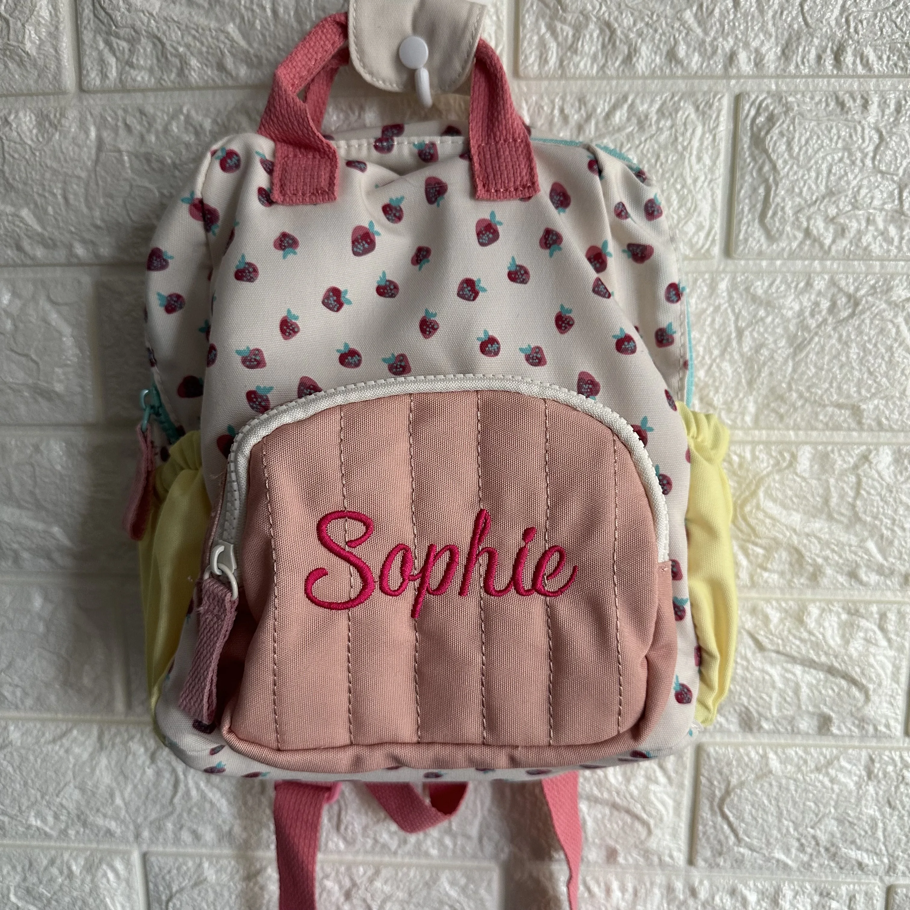 Personalized Name Embroidered Kids Backpack Custom Name Embroidery Backpack for Girls and Boys Backpack Strawberry Toddler