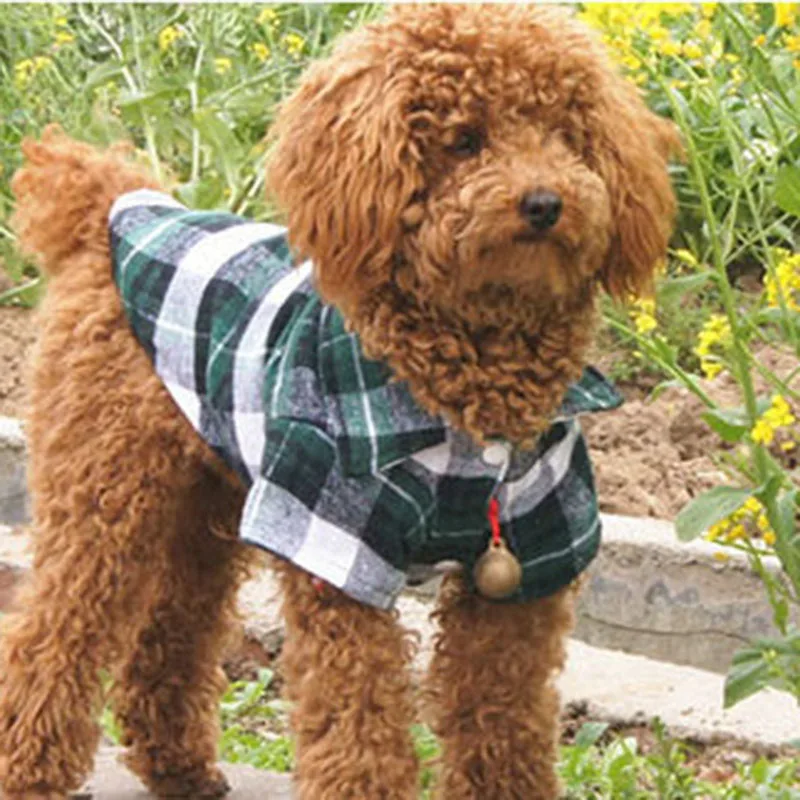 

New Summer Small Dog Clothes Plaid Shirt Lapel Coat Clothes Costume Tops Dog Accessories Clothes For Small Dog Pet supplies