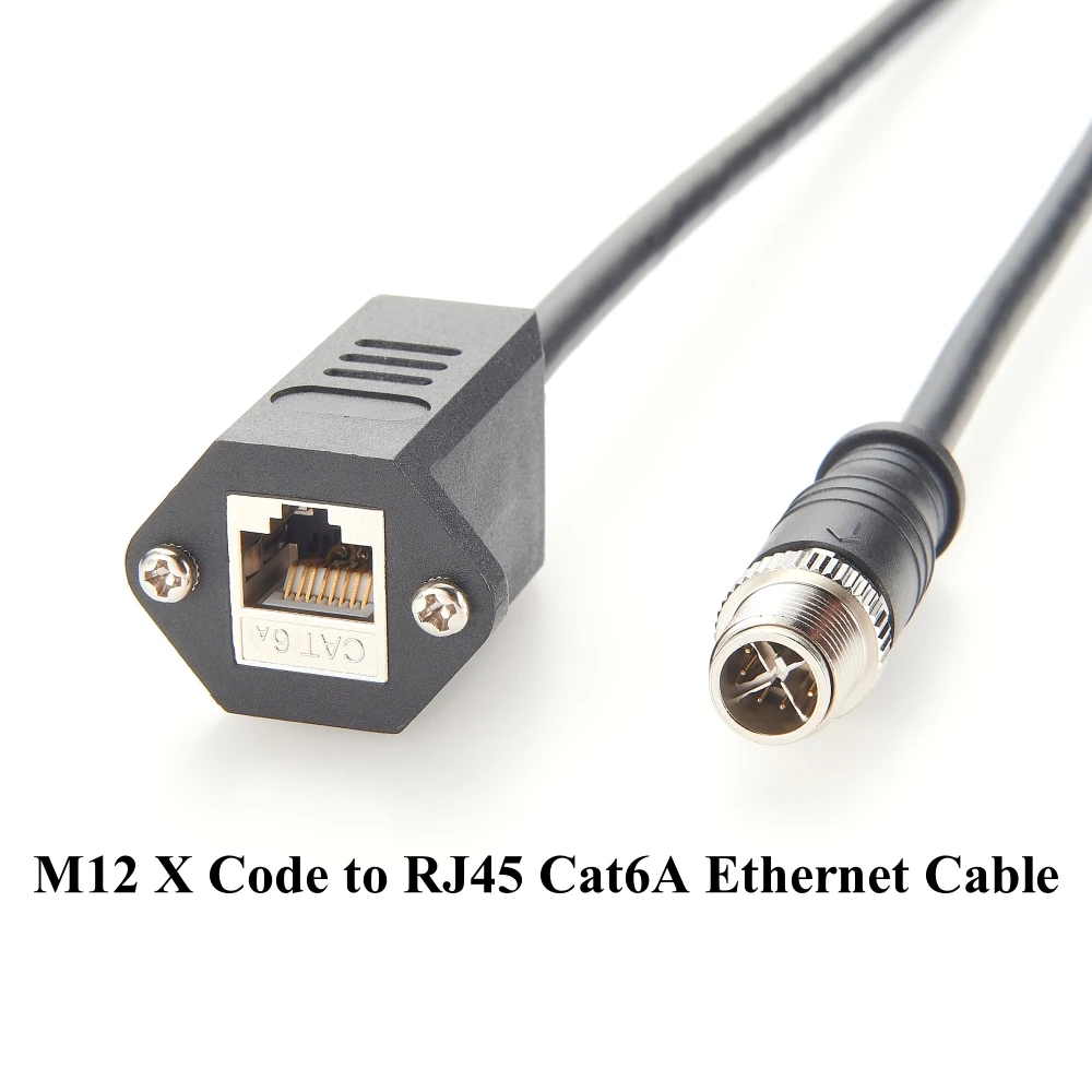 RJ45 Ethernet Cat6A 10G to M12 8Pin X Code Male TRG625-T6T Double Shielded SFTP Outdoor High Flex Cable T911869ACC TRG625-C6B