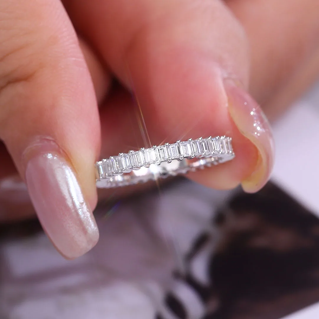 Anello a fascia intera classico Provence Anello da 14 kg in oro DEF/VVS con diamanti coltivati in laboratorio per le donne Matrimonio Fascia a una fila personalizzata personalizzata