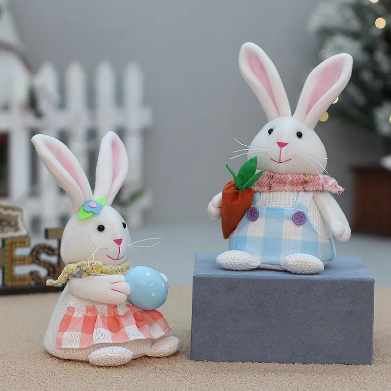 2024 New Cartoon Cute Easter Rabbit Toy Models Creative Home Decoration Desktop Ornament Children's Light-emitting Toys